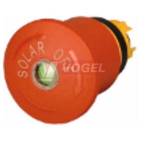 M22-SOL-PVT45P-MPIQ Ovládací hlavice nouzového zastavení, otočná, s mech. signalizací stavu, s laser. popisem SOLAR (150673)