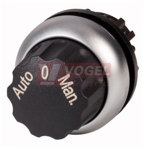 M22-WR3-X94 Ovládací hlavice přepínače, otočná hlavice, s aretací, kroužek titan, 60st, AUTO-0-MAN (226838)