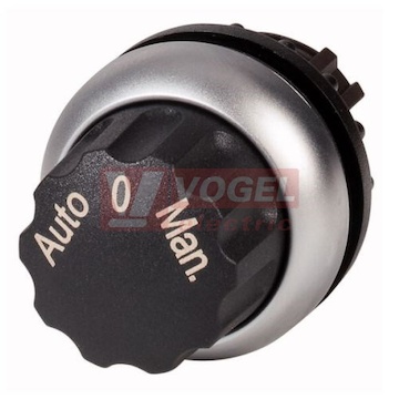 M22-WR3-X94 Ovládací hlavice přepínače, otočná hlavice, s aretací, kroužek titan, 60st, AUTO-0-MAN (226838)