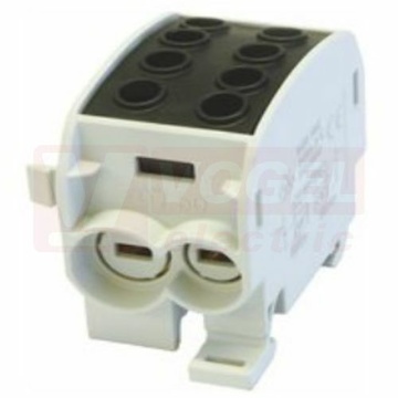 HLAK 70/1 C L SW, 160A, 1000V AC/DC svorkovnice rozbočovací, 1pól., CU, černá, na DIN, vstup 2x 10-70mm2, výstup 2x 6-50mm2, IP20