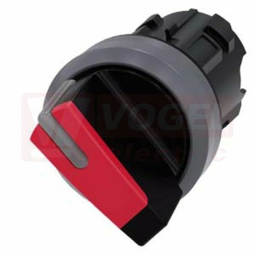 3SU1032-2BC20-0AA0 otočný spínač, s osvětlením, 22 mm, kulatý, plast s kovovým čelním kroužkem, červená