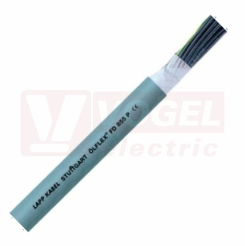 Ölflex FD 855 P 300/500V 36G  0,75 bezhalogenový ovládací kabel, vysoce flexibilní, do energet.řetězů, šedý vnější plášť z PUR, odolný proti olejům a mech.poškození, černé čísl.žíly se zl/žl - certifikovaný (0027555)