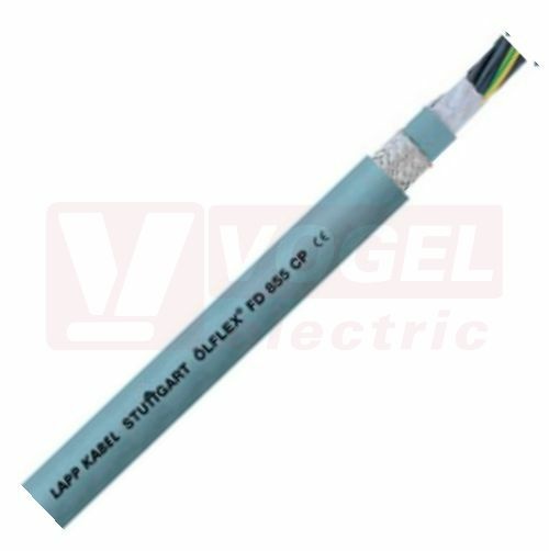 Ölflex FD 855 CP 300/500V  7G  0,75 stíněný bezhalogenový ovládací kabel, vysoce flexibilní, do energet.řetězů, šedý vnější plášť z PUR, odolný proti olejům a mech.poškození, černé čísl.žíly se zl/žl - certifikovaný (0027624)
