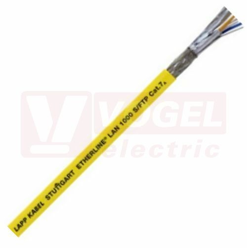 ETHERLINE LAN 1000 Cat.7A S/FTP 4x2x23/1AWG LSZH kabel pro Ethernet Cat.7A, pro pevné uložení, použití v budovách, žlutý (RAL1021), vnější plášť z bezhalog. směsi odolné proti plameni, celk.stínění CU opletem, páry AL komp. folií (2170971)