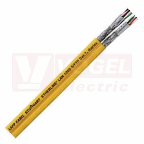 ETHERLINE LAN 1200 Cat.7A S/FTP 2x (4x2xAWG23) kabel pro Ethernet Cat.7A, pro pevné uložení, použití v budovách, žlutý (RAL1021), vnější plášť z bezhalog. směsi odolné proti plameni, celk.stínění CU opletem, páry AL komp. folií (2170975)