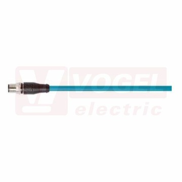 IE-5-M12D-S-20-H-2-26-7-OE patch kabel, Cat.5e, modrý (RAL5021), bezhalogenový, M12/4-pin/přímý/vidlice/kód-D + volný konec kabelu, IP20, délka 20m (2171084)