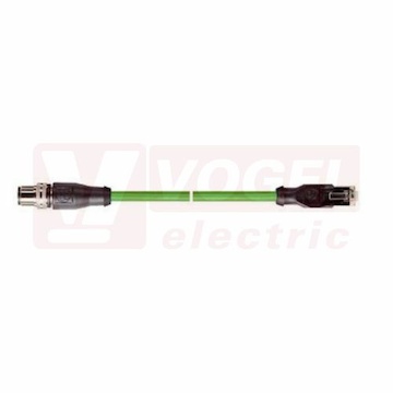 IE-PNA-5-M12D-S-2-Y-2-22-1-RJ45 patch kabel, Profinet typ A, Cat.5, konektor M12/4-pin/vidlice/přímý/kód-D + RJ45, zelená (RAL6018), celkové stínění měděným opletem a hliníkem kašírovanou plast.folií, vnější pr. 6,5mm, UL/CSA (CMG), délka 2m (2171166)