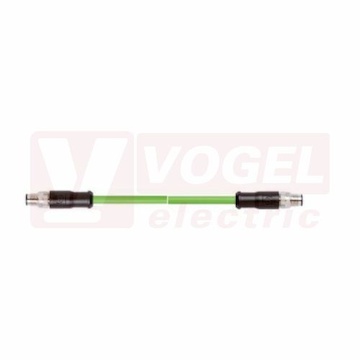 IE-EC-5-M8-S-5-P-2-26-FD-M8-S patch kabel pro průmys.Ethernet, EtherCat, Cat.5e, 2x M8/4-pin/přímý/vidlice/kód-A, PUR, barva zelená (RAL6018), do energetických řetězů, IP67, délka 5m (2171704)