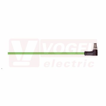 IE-EC-5-M8-A-3-P-2-26-FD-OE patch kabel pro průmys.Ethernet, EtherCat, Cat.5e, M8/4-pin/úhlová/vidlice/kód-A + volný konec kabelu, PUR, barva zelená (RAL6018), do energetických řetězů, IP67, délka 3m (2171730)