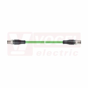 IE-EC-5-M12D-S-5-P-2-26-FD-M8-S patch kabel pro průmys.Ethernet, EtherCat, Cat.5e, M8/4-pin/přímý/vidlice/kód-A + M12/4-pin/přímý/vidlice/kód-D, PUR, barva zelená (RAL6018), do energetických řetězů, IP67, délka 5m (2171948)