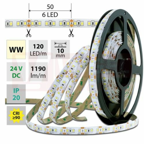 LED pásek SMD2835 WW, 120LED/m, 14W/m, 1190lm/m, IP20, DC 24V, 10mm, 5m (126.367.60.0)