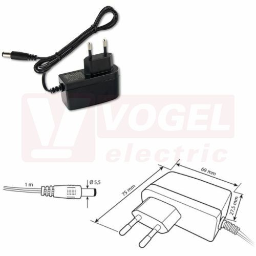 Napájecí adaptér 12W, DC24V/0,5A, IP20, černý plast, s vidlicí (732.062.11.1)