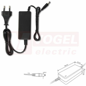 Napájecí adaptér 24W, DC24V/1A, IP20, černý plast, s vidlicí (732.063.11.1)
