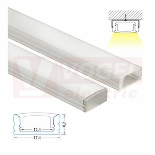 Přisazený hliníkový profil PH, 17x8 mm, čirý difuzor, komplet, 2 m (761.023.02.2)