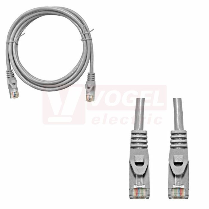 Kabel propojovací Cat.6 stíněný S/FTP, 2xRJ-45 přímý, délka  5m, barva šedá, PVC plášť (H6GLG05K0G)