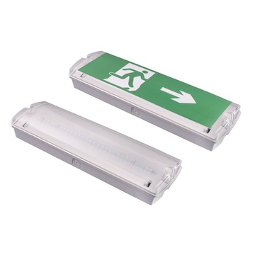 Svítidlo 1x   3W nouzové EML3W LED, trvalý/nouzový režim 3h, 3W, 230V, klasický režim 140lumen, rozměr 360x110x60mm, 3 druhy nálepek pro označení nouzových východů (směr vlevo, vpravo a rovně)