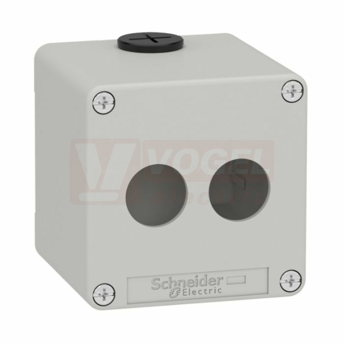 XAPD1502 Skříň kovová, barva šedá, M20, 2 otvory 22mm, 80x80mm, hl.74,5mm, UL CSA