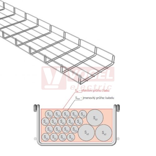 Žlab drátěný 250x 50 MERKUR 2 250/50 "ŽZ" žárový zinek  - vzdálenost podpěr cca 1,6m (ARK - 221150)