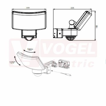 Svítidlo LED venkovní 1x  30W (ATLAS 30W PIR NW)+infra.čidlo 10s-15min, 3-2000lx, 10m, úhel záběru čidla 60-120°, 90-240°, 2100lm, 4000K neutrální bílá, IP65, IK08, úhel vyzař.90°, živ.50000h, rozměr reflek. 199mm, celk. rozměr 225x188mm (GXPS125)