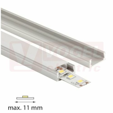 Přisazený hliníkový profil PG, 15x7 mm, mléčný difuzor, komplet, 2 m (761.001.02.2)